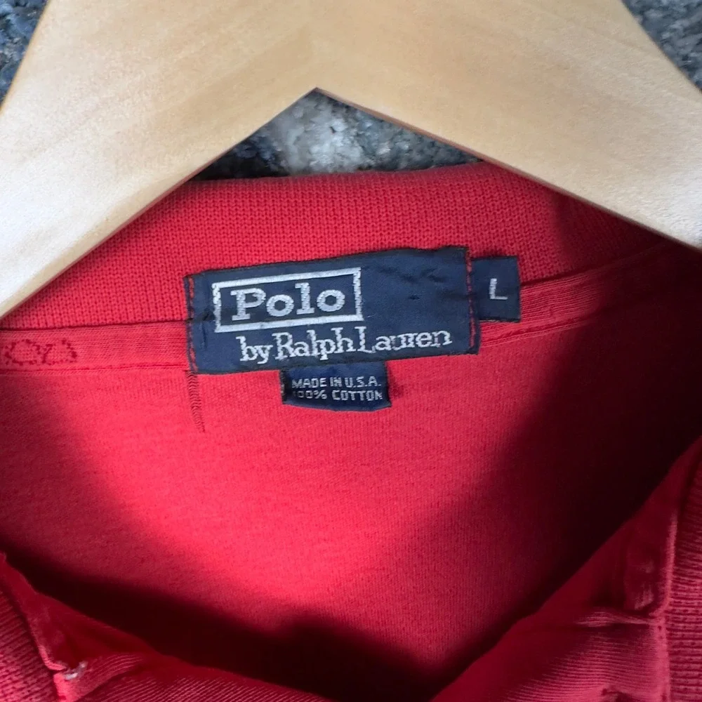 Vintage Polo Ralph Lauren Polo Shirt Mens L Red Excellent Made in USA Cotton